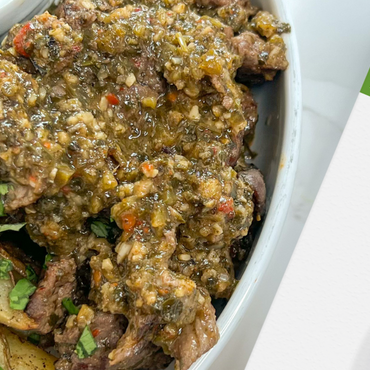 Chimichurri Beef with Potato Wedges and Sugar Free Ketchup